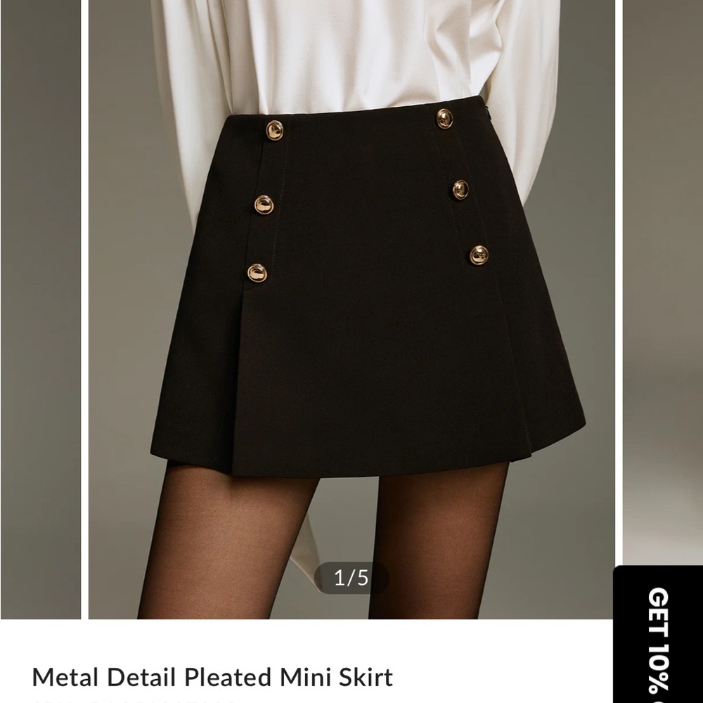 Metal Detail Pleated Mini Skort - Black
